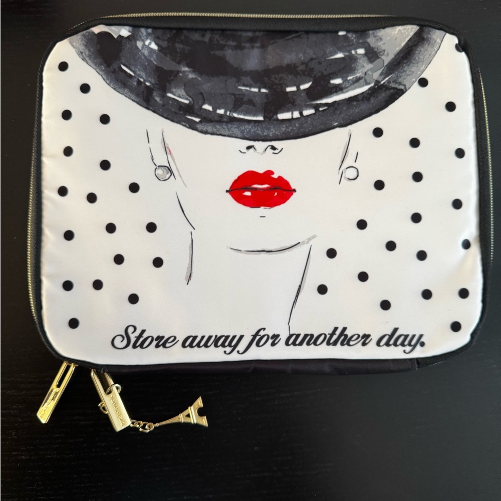 iPad Travel Case Black and White Polka Dot